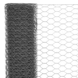 ZNTS Chicken Wire Fence Steel with PVC Coating 25x1.5 m Grey 143294