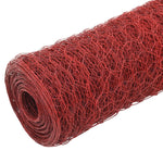 ZNTS Chicken Wire Fence Steel with PVC Coating 25x1.5 m Red 143309