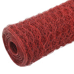 ZNTS Chicken Wire Fence Steel with PVC Coating 25x1.2 m Red 143314