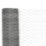 ZNTS Chicken Wire Fence Galvanised Steel 25x1.5 m Silver 143321
