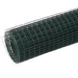 ZNTS Chicken Wire Fence Steel with PVC Coating 10x1.5 m Green 143628