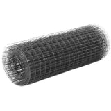 ZNTS Chicken Wire Fence Steel with PVC Coating 25x0.5 m Grey 143655