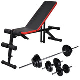 ZNTS Adjustable Sit-up Bench with Barbell and Dumbbell Set 30.5 kg 275352