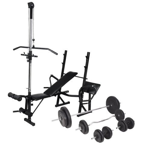ZNTS Workout Bench with Weight Rack, Barbell and Dumbbell Set 90 kg 275370
