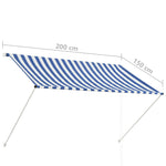 ZNTS Retractable Awning 200x150 cm Blue and White 143747