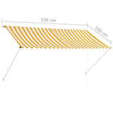 ZNTS Retractable Awning 250x150 cm Yellow and White 143754