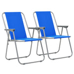 ZNTS Folding Camping Chairs 2 pcs 52x59x80cm Blue 44383
