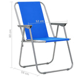 ZNTS Folding Camping Chairs 2 pcs 52x59x80cm Blue 44383