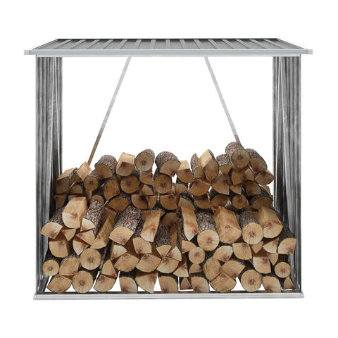 ZNTS Garden Log Storage Shed Galvanised Steel 163x83x154 cm Grey 44959