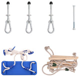 ZNTS Swing Seat with Rope Ladder and Climbing Stones Blue PE 91695