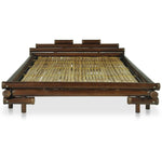 ZNTS Bed Frame Dark Brown Bamboo 140x200 cm 247293