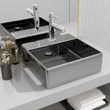 ZNTS Wash Basin with Overflow 41x41x15 cm Ceramic Silver 143477