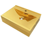 ZNTS Wash Basin with Overflow 60x46x16 cm Ceramic Gold 143503