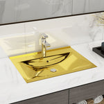 ZNTS Wash Basin with Overflow 60x46x16 cm Ceramic Gold 143503