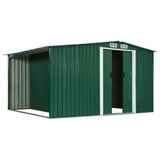 ZNTS Garden Shed with Sliding Doors Green 329.5x205x178 cm Steel 144021