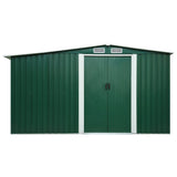 ZNTS Garden Shed with Sliding Doors Green 329.5x205x178 cm Steel 144021
