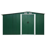 ZNTS Garden Shed with Sliding Doors Green 329.5x259x178 cm Steel 144023