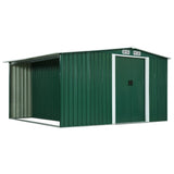 ZNTS Garden Shed with Sliding Doors Green 329.5x312x178 cm Steel 144025