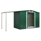 ZNTS Garden Shed with Sliding Doors Green 386x131x178 cm Steel 144027
