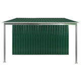 ZNTS Garden Shed with Sliding Doors Green 386x259x178 cm Steel 144031
