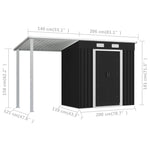 ZNTS Garden Shed with Extended Roof Anthracite 346x121x181 cm Steel 144034