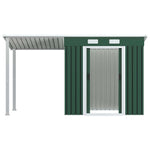 ZNTS Garden Shed with Extended Roof Green 346x121x181 cm Steel 144035