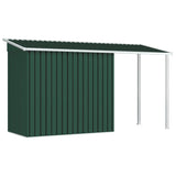 ZNTS Garden Shed with Extended Roof Green 346x121x181 cm Steel 144035