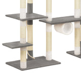 ZNTS Cat Tree with Sisal Scratching Posts Grey 234 cm 170674