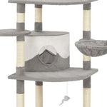 ZNTS Cat Tree with Sisal Scratching Posts Grey 189 cm 170685