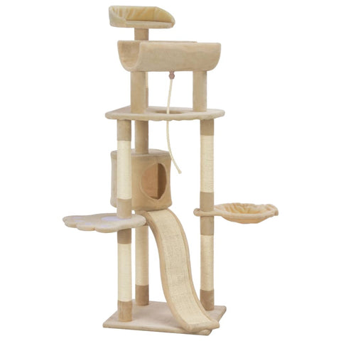 ZNTS Cat Tree with Sisal Scratching Posts Beige 145 cm 170690