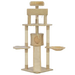 ZNTS Cat Tree with Sisal Scratching Posts Beige 145 cm 170690