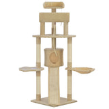 ZNTS Cat Tree with Sisal Scratching Posts Beige 145 cm 170690
