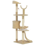 ZNTS Cat Tree with Sisal Scratching Posts Beige 145 cm 170690