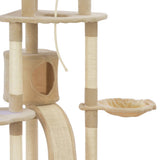 ZNTS Cat Tree with Sisal Scratching Posts Beige 145 cm 170690