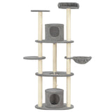 ZNTS Cat Tree with Sisal Scratching Posts Grey 160 cm 170691
