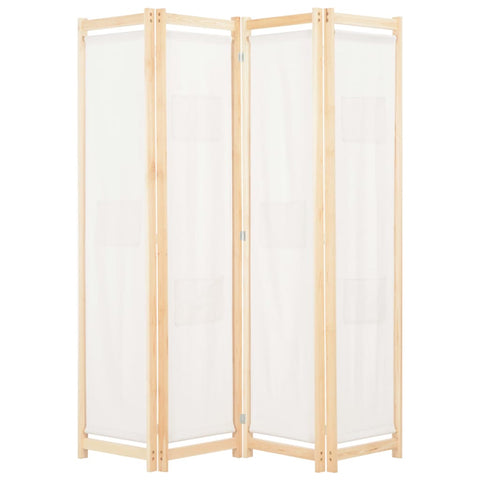 ZNTS 4-Panel Room Divider Cream 160x170x4 cm Fabric 248173