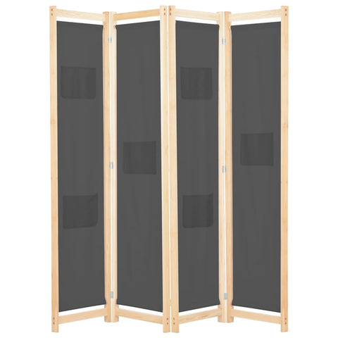 ZNTS 4-Panel Room Divider Grey 160x170x4 cm Fabric 248176