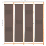 ZNTS 4-Panel Room Divider Brown 160x170x4 cm Fabric 248180