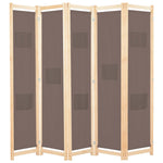 ZNTS 5-Panel Room Divider Brown 200x170x4 cm Fabric 248181
