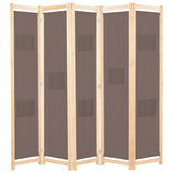 ZNTS 5-Panel Room Divider Brown 200x170x4 cm Fabric 248181