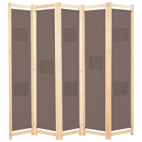 ZNTS 5-Panel Room Divider Brown 200x170x4 cm Fabric 248181