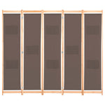 ZNTS 5-Panel Room Divider Brown 200x170x4 cm Fabric 248181