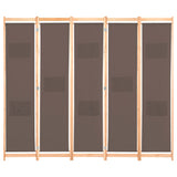 ZNTS 5-Panel Room Divider Brown 200x170x4 cm Fabric 248181