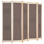 ZNTS 5-Panel Room Divider Brown 200x170x4 cm Fabric 248181