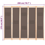 ZNTS 5-Panel Room Divider Brown 200x170x4 cm Fabric 248181