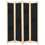 ZNTS 4-Panel Room Divider Black 160x170x4 cm Fabric 248184