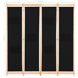 ZNTS 4-Panel Room Divider Black 160x170x4 cm Fabric 248184