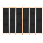 ZNTS 6-Panel Room Divider Black 240x170x4 cm Fabric 248186