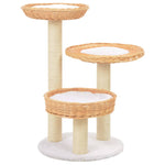 ZNTS Cat Tree with Sisal Scratching Post Natural Willow Wood 170724