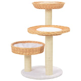 ZNTS Cat Tree with Sisal Scratching Post Natural Willow Wood 170724